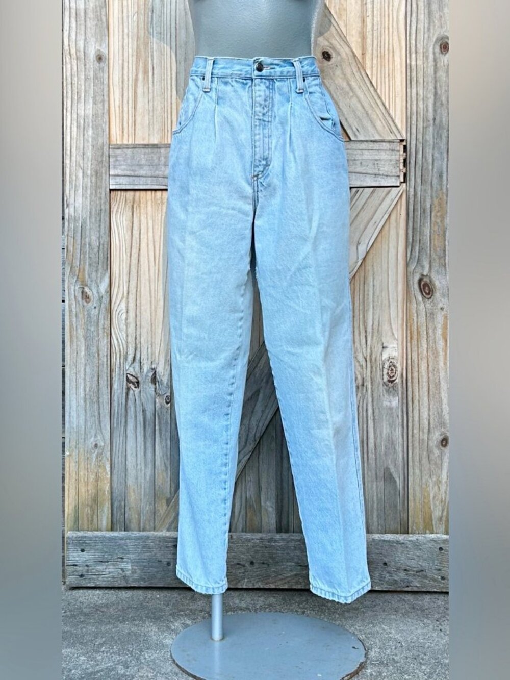 Vintage Retro 80s Zena Light Wash High Waisted Tapered Pleated Mom Jeans~8~